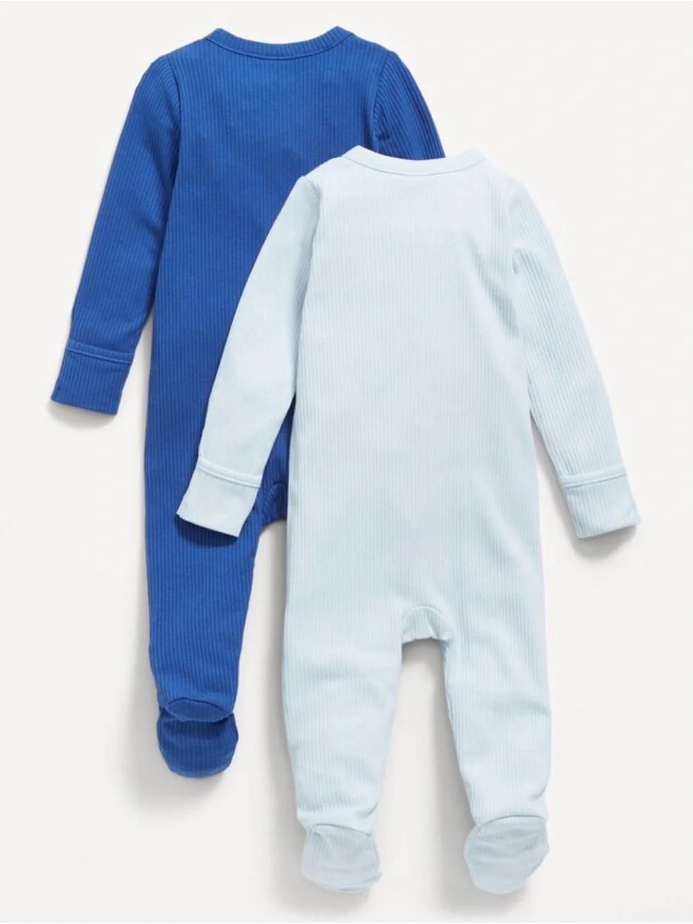 Old Navy Ribbed Footed One-Piece Pajama Set - Light Blue & Royal Blue